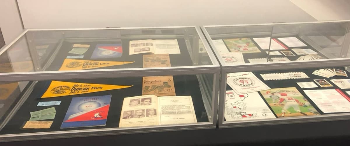 Library display case for 100 years of Duncan Park Stadium