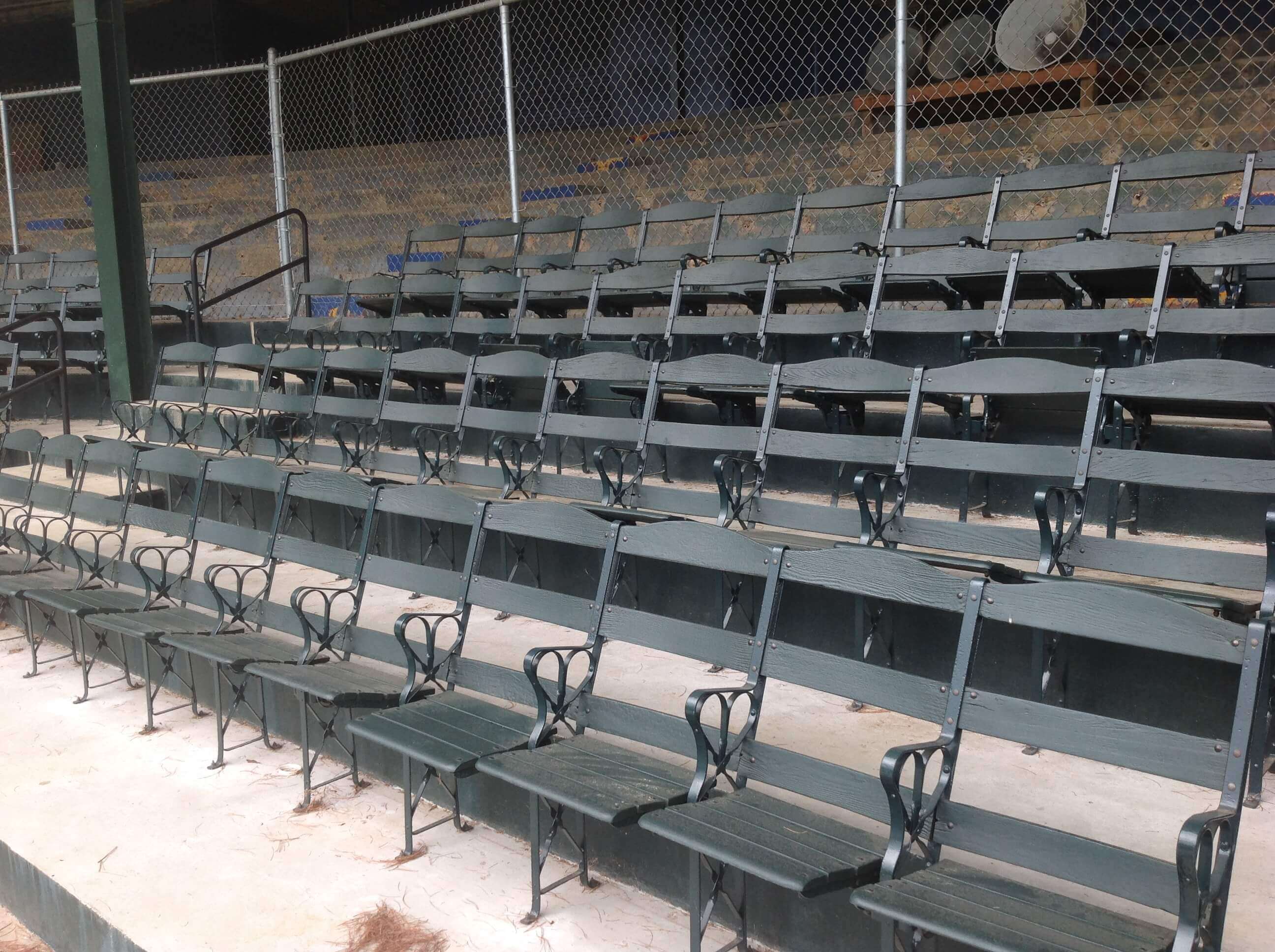 Green seats at Duncan Park Stadium