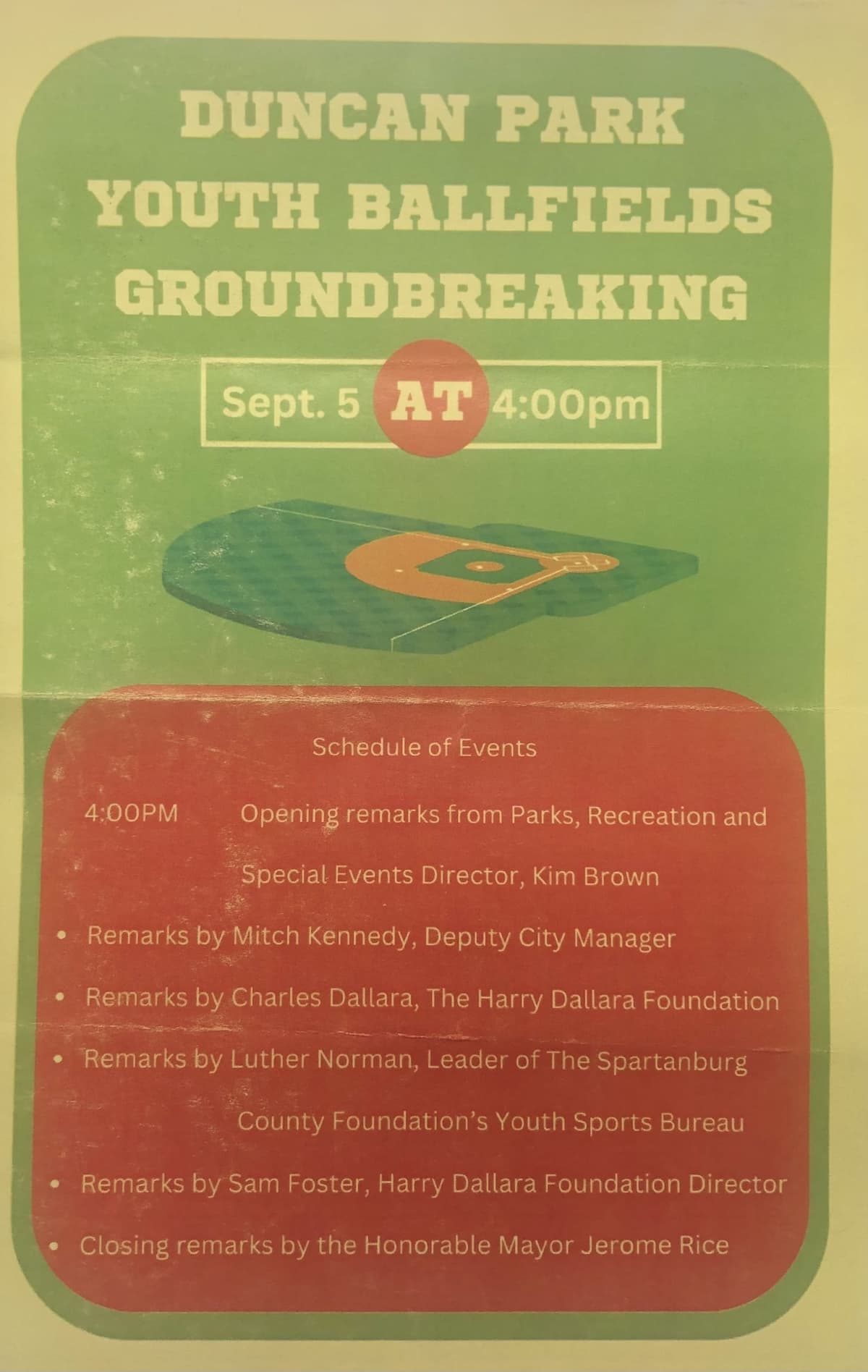 Duncan Park youth ballfields groundbreaking