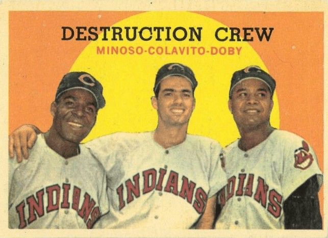 Rocky Colavito, center, with his Cleveland Indians teammates Larry Doby, a South Carolina native, and Minnie Miñoso