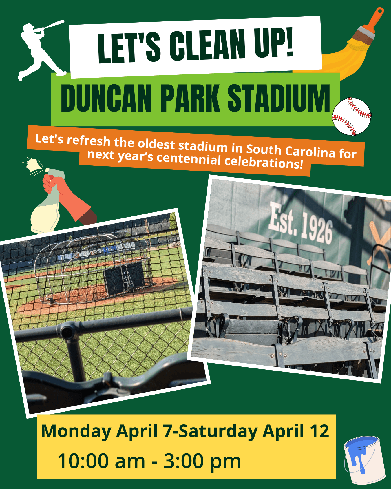 Duncan Park Stadium clean up event flyer
